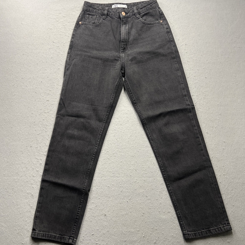 Zara Black Wash Jeans Women's USA 4 EU 36 Straight Leg Denim
